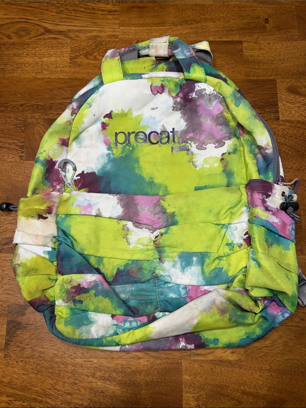 Puma Multicolor Watercolor Print Backpack - Lime Green, Teal, Purple, White